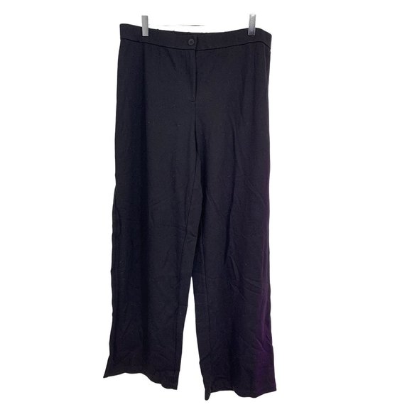 Eileen Fisher Womans LG Black Pull On Travel Loungewear Zip Flex Ponte Knit Pant - Picture 1 of 8